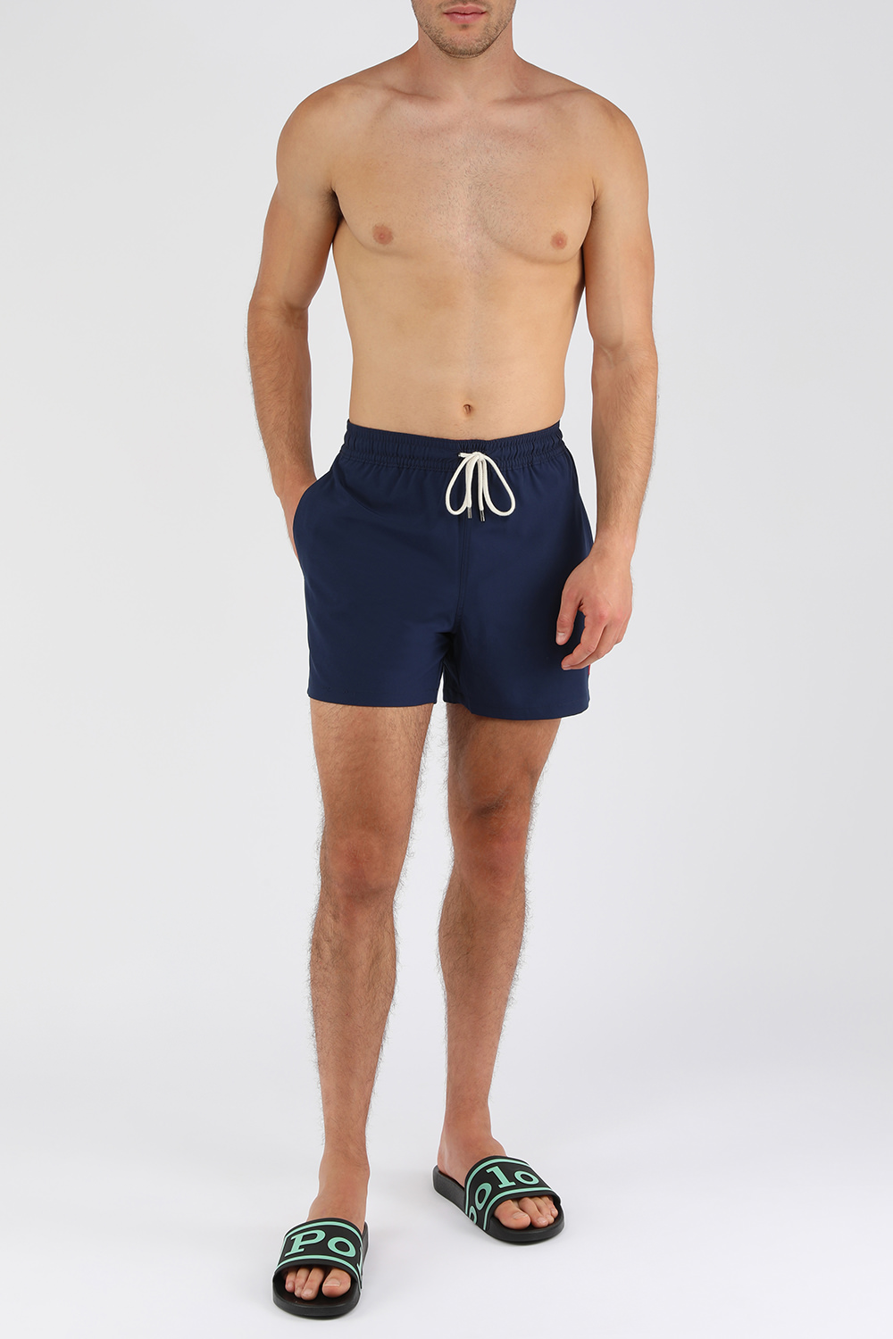 בגד ים קצר כחול עם לוגו רקום